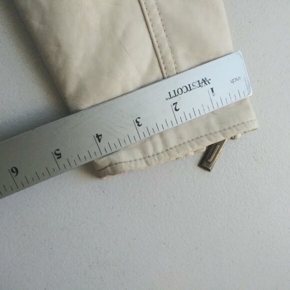 J2 women's size M faux leather cream color moto jacket - Picture 5 of 15